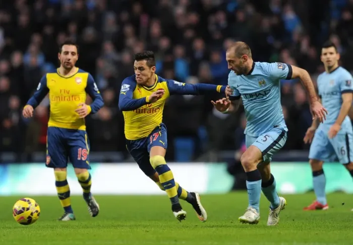 Framed Print : Clash of Titans: Sanchez vs. Zabaleta - Manchester City vs. Arsenal, Premier League Framed Print : Clash of Titans: Sanchez vs. Zabaleta - Manchester City vs. Arsenal, Premier League