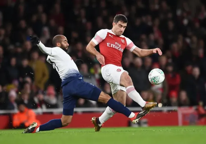 Framed Print : Clash of Titans: Sokratis vs. Lucas Moura - Arsenal vs. Tottenham Carabao Cup Showdown Framed Print : Clash of Titans: Sokratis vs. Lucas Moura - Arsenal vs. Tottenham Carabao Cup Showdown