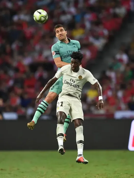 Framed Print : Clash of Titans: Sokratis vs. Weah - Arsenal vs. Paris Saint-Germain Pre-Season Friendly 2018-19 Framed Print : Clash of Titans: Sokratis vs. Weah - Arsenal vs. Paris Saint-Germain Pre-Season Friendly 2018-19