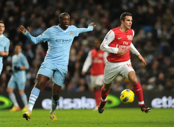 Framed Print : Clash of Titans: Van Persie vs. Yaya Toure - Manchester City vs. Arsenal, Premier League, 2011-12