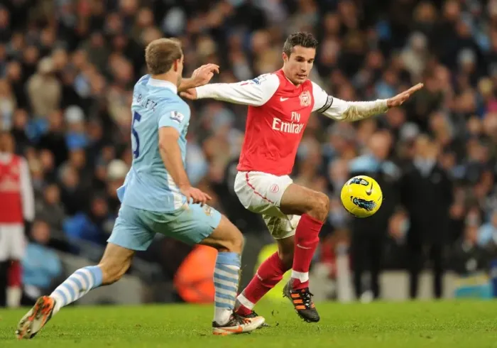 Framed Print : Clash of Titans: Van Persie vs. Zabaleta - Manchester City vs. Arsenal, 2011-12 Premier League