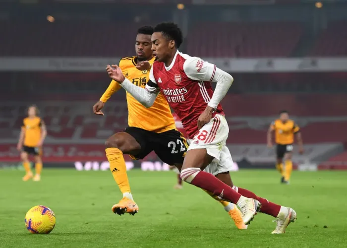 Framed Print : Clash of Titans: Willock vs. Semedo - Arsenal vs. Wolverhampton Wanderers, Premier League 2020-21: A Battle in the Empty Emirates Stadium Framed Print : Clash of Titans: Willock vs. Semedo - Arsenal vs. Wolverhampton Wanderers, Premier League 2020-21: A Battle in the Empty Emirates Stadium