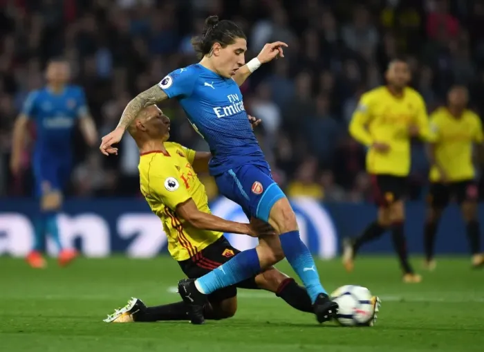 Framed Print : Clash at Vicarage Road: Bellerin vs. Richarlison in the Premier League Showdown