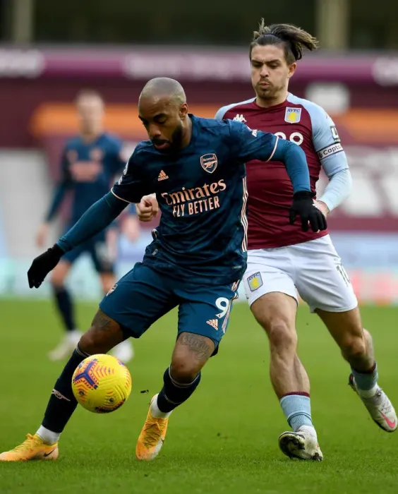 Framed Print : Clash at Villa Park: Lacazette vs. Grealish in Premier League Showdown Framed Print : Clash at Villa Park: Lacazette vs. Grealish in Premier League Showdown