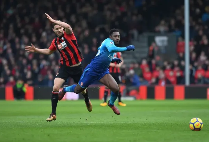 Framed Print : Clash at Vitality: Francis Tangles with Welbeck in AFC Bournemouth vs Arsenal Showdown Framed Print : Clash at Vitality: Francis Tangles with Welbeck in AFC Bournemouth vs Arsenal Showdown