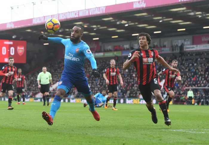 Framed Print : Clash at Vitality: Lacazette vs Ake in AFC Bournemouth vs Arsenal