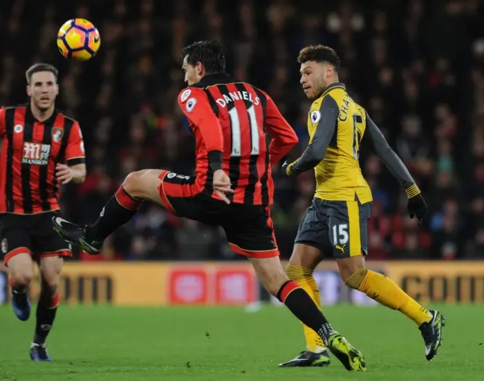 Framed Print : Clash at Vitality: Oxlade-Chamberlain vs. Daniels - AFC Bournemouth vs. Arsenal, Premier League 2016-17