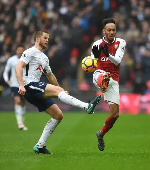 Framed Print : Clash at Wembley: Aubameyang vs. Dier - Tottenham vs. Arsenal, Premier League 2017-18