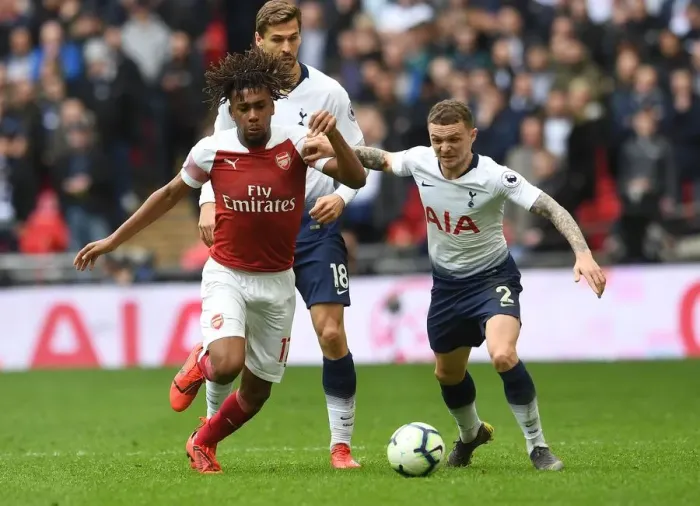 Framed Print : Clash at Wembley: Iwobi vs Trippier - Tottenham vs Arsenal, Premier League 2018-19