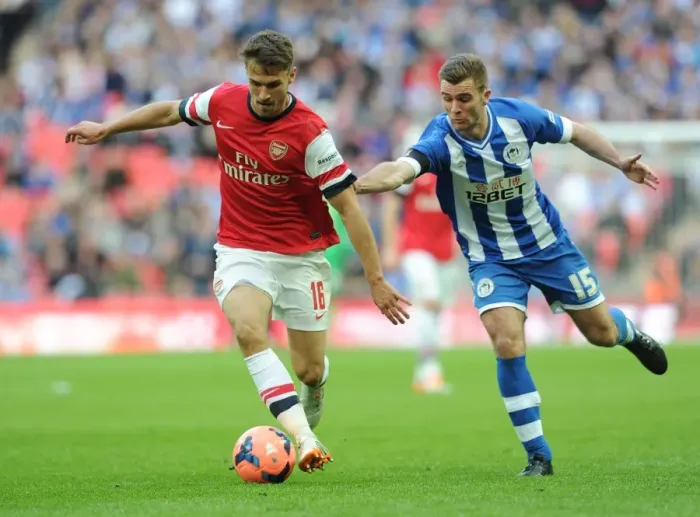 Framed Print : Clash at Wembley: Ramsey vs. McManaman - Arsenal vs. Wigan Athletic, FA Cup Semi-Final Framed Print : Clash at Wembley: Ramsey vs. McManaman - Arsenal vs. Wigan Athletic, FA Cup Semi-Final