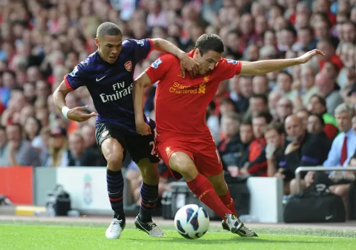Framed Print : Clash of Wings: Gibbs vs Downing - Liverpool vs Arsenal, Premier League 2012-13 Framed Print : Clash of Wings: Gibbs vs Downing - Liverpool vs Arsenal, Premier League 2012-13