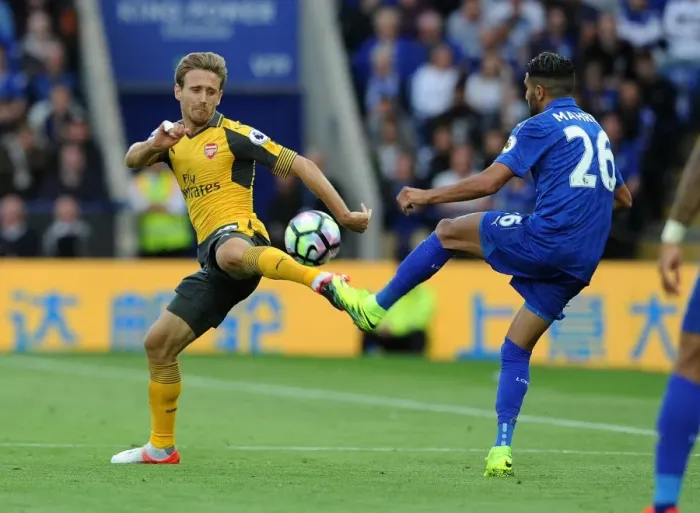 Framed Print : Clash of Wings: Monreal vs Mahrez - Premier League Showdown Framed Print : Clash of Wings: Monreal vs Mahrez - Premier League Showdown