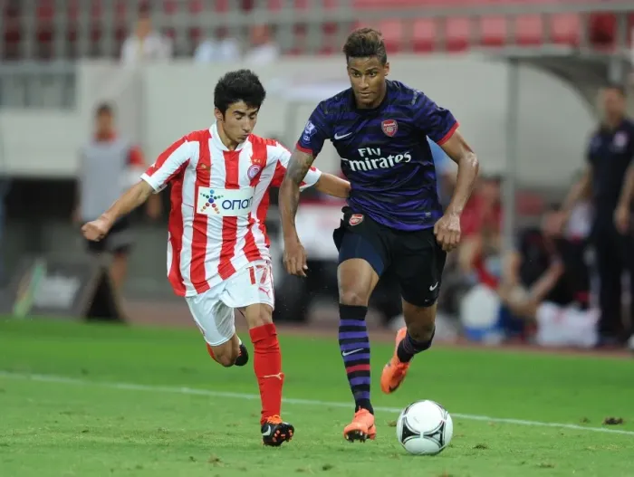 Framed Print : Clash of Young Talents: Angha vs. Pasaliois - Olympiacos vs. Arsenal, NextGen Series