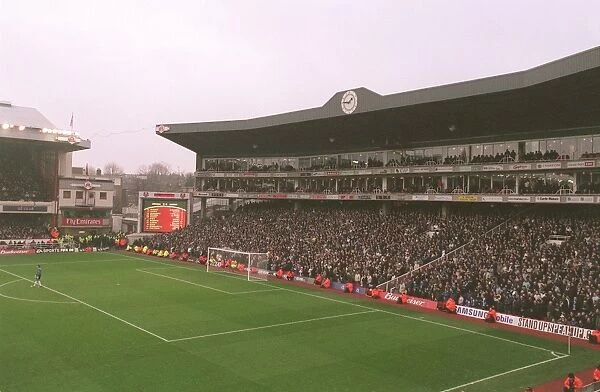 The Clock End, Arsenal Stadium during the match, photographed from the TV Gantry