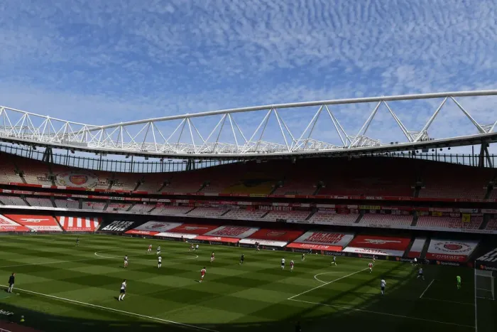 Framed Print : Behind Closed Doors: Arsenal vs Fulham at Empty Emirates Stadium (April 2021, Premier League)