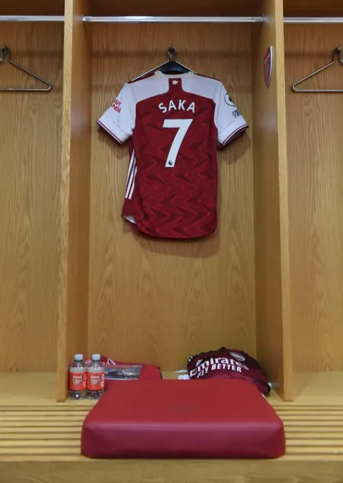 Framed Print : Behind Closed Doors: Bukayo Saka's Empty Arsenal Changing Room (Arsenal vs. Sheffield United, 2020-21 Premier League) Framed Print : Behind Closed Doors: Bukayo Saka's Empty Arsenal Changing Room (Arsenal vs. Sheffield United, 2020-21 Premier League)