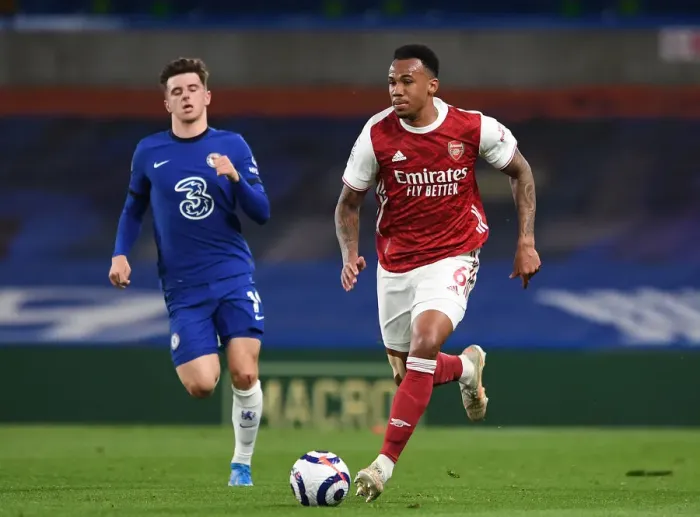 Framed Print : Behind Closed Doors: Gabriel Magalhaes at Chelsea vs Arsenal, Premier League 2021