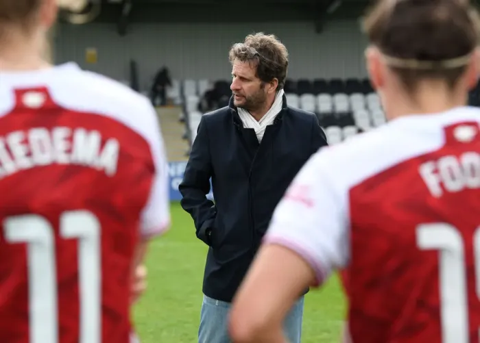 Framed Print : Behind Closed Doors: Joe Montemurro's Post-Match Reflections after Arsenal Women's FA WSL Victory over Aston Villa