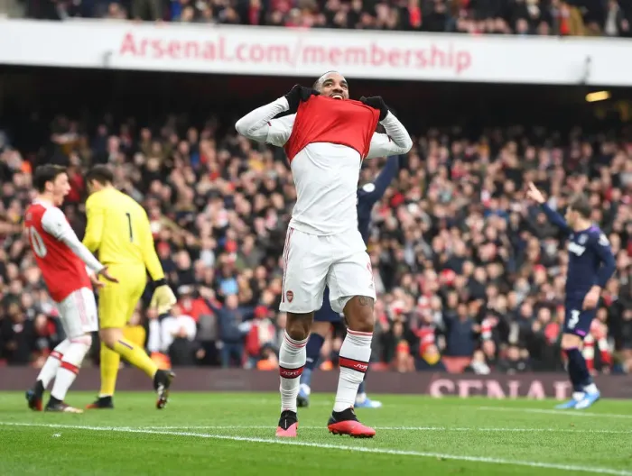 Framed Print : Controversial Offside: Lacazette's Disallowed Goal in Arsenal vs West Ham, Premier League 2019-20