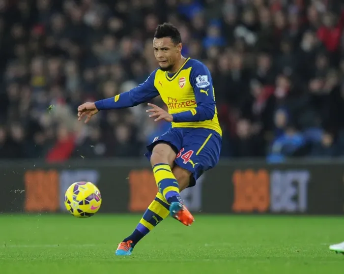 Framed Print : Coquelin in Action: Southampton vs. Arsenal, Premier League 2014-15