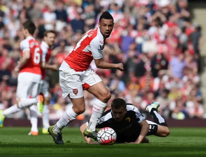 Framed Print : Coquelin Outmaneuvers Abdi: Arsenal's Midfield Masterclass vs. Watford