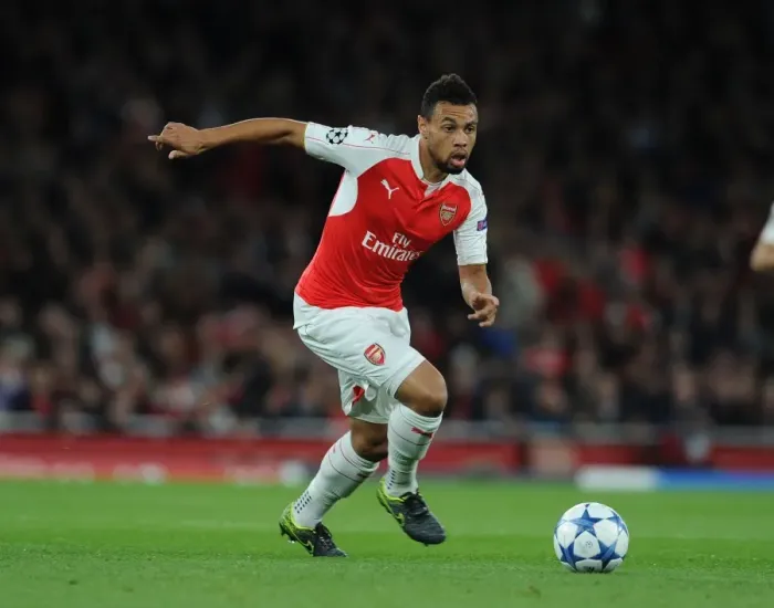 Framed Print : Coquelin Stands Firm Against Olympiacos in Arsenal's Champions League Battle Framed Print : Coquelin Stands Firm Against Olympiacos in Arsenal's Champions League Battle