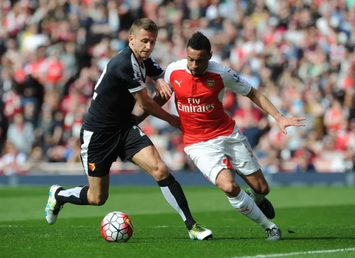 Framed Print : Coquelin vs. Abdi: A Premier League Showdown at the Emirates