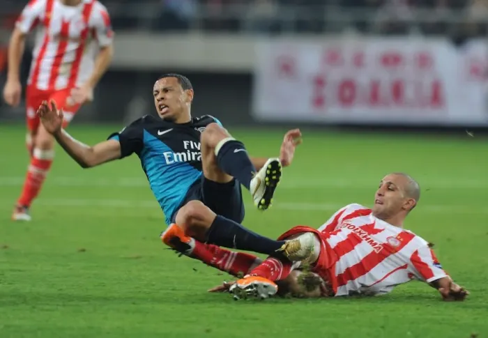 Framed Print : Coquelin vs. Djebbour: A Champions League Showdown in Athens