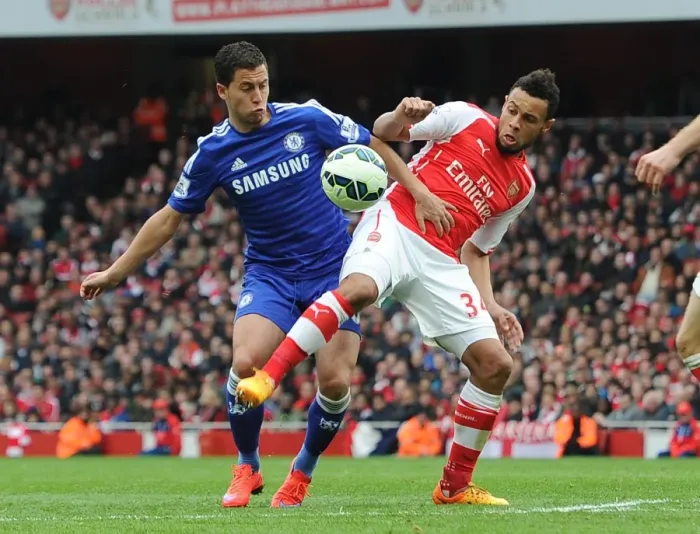 Framed Print : Coquelin vs. Hazard: A Premier League Showdown