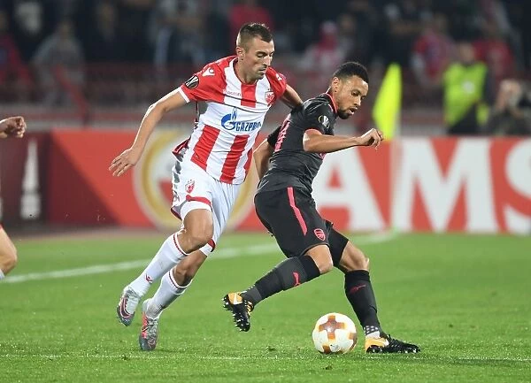 Coquelin vs. Krsticic: Battle in the Europa League between Arsenal's Francis Coquelin and Red Star's Nenad Krsticic