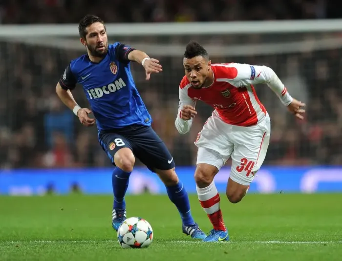Framed Print : Coquelin vs. Moutinho: A Champion's Battle in the Arsenal-Monaco UCL Clash Framed Print : Coquelin vs. Moutinho: A Champion's Battle in the Arsenal-Monaco UCL Clash