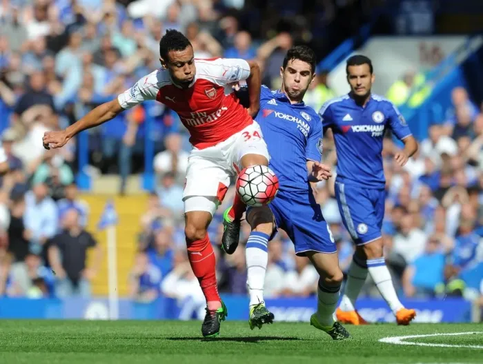 Framed Print : Coquelin vs. Oscar: A Premier League Battle - Chelsea vs. Arsenal (2015-16) Framed Print : Coquelin vs. Oscar: A Premier League Battle - Chelsea vs. Arsenal (2015-16)