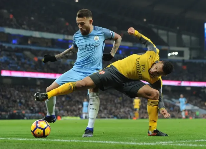 Framed Print : Coquelin vs. Otamendi: Intense Battle in Manchester City vs. Arsenal Premier League Clash (2016-17) Framed Print : Coquelin vs. Otamendi: Intense Battle in Manchester City vs. Arsenal Premier League Clash (2016-17)
