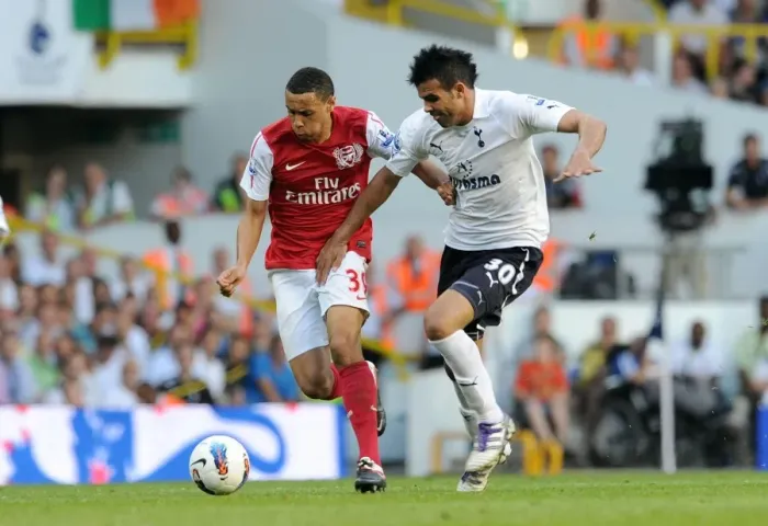 Framed Print : Coquelin vs. Sandro: A Pivotal Battle - Tottenham Hotspur's 2-1 Victory over Arsenal in the Premier League (2011-12)