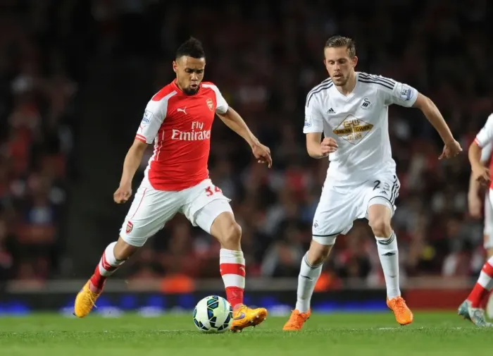 Framed Print : Coquelin vs. Sigurdsson: A Midfield Showdown - Arsenal vs. Swansea City, Premier League 2014 / 15