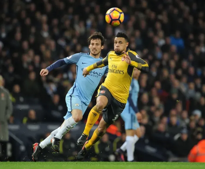 Framed Print : Coquelin vs. Silva: A Battle in the Manchester Derby - Premier League 2016-17