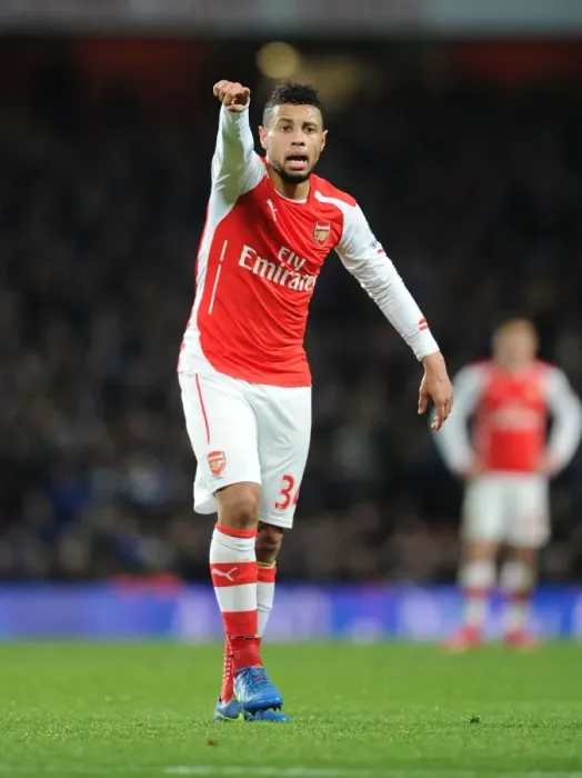 Framed Print : Coquelin's Determined Battle for Possession: Arsenal vs. Leicester City, Premier League 2014-15