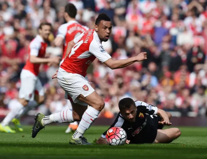 Framed Print : Coquelin's Midfield Maestro Moment: Outmaneuvering Abdi for Arsenal Framed Print : Coquelin's Midfield Maestro Moment: Outmaneuvering Abdi for Arsenal
