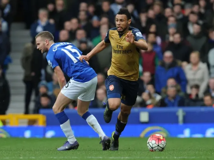 Framed Print : Coquelin's Triumph: Surging Past Cleverley in the Heat of Everton vs Arsenal Rivalry, Premier League 2015-16 Framed Print : Coquelin's Triumph: Surging Past Cleverley in the Heat of Everton vs Arsenal Rivalry, Premier League 2015-16
