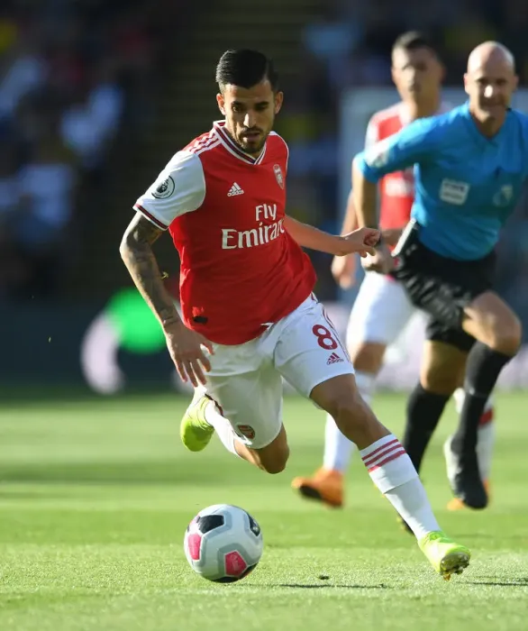 Framed Print : Dani Ceballos in Action: Arsenal vs. Watford, Premier League 2019-20