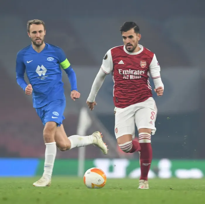 Framed Print : Dani Ceballos in Action: Arsenal vs Molde FK, Europa League 2020-21
