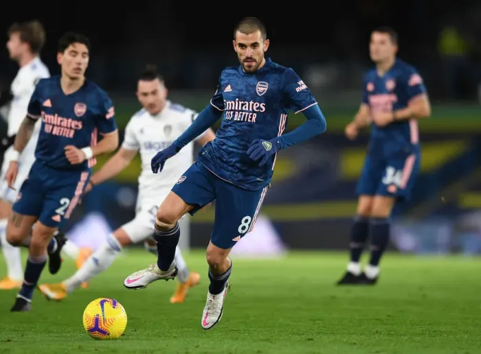 Framed Print : Dani Ceballos in Action: Leeds United vs. Arsenal, Premier League 2020-21