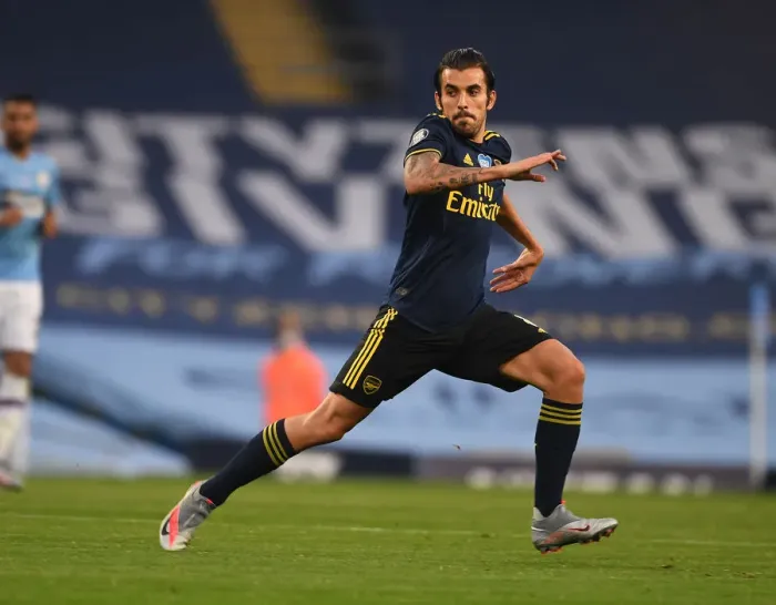 Framed Print : Dani Ceballos of Arsenal Faces Manchester City in Premier League Showdown (2019-20)