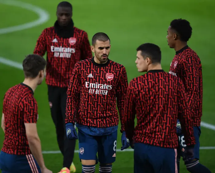 Framed Print : Dani Ceballos of Arsenal Warms Up Ahead of Leeds United vs Arsenal, Premier League 2020-21