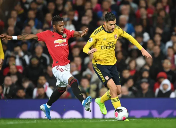 Framed Print : Dani Ceballos Outsmarts Fred: A Premier League Battle at Old Trafford, Arsenal vs. Manchester United, 2019-20