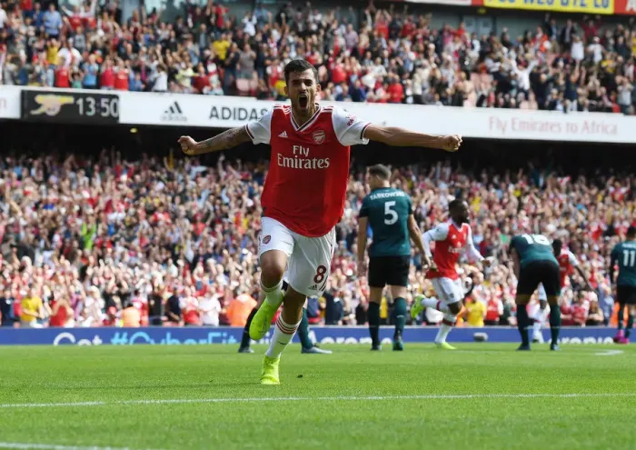 Framed Print : Dani Ceballos Scores and Celebrates His Second Stunner for Arsenal Against Burnley (2019-20 Premier League)