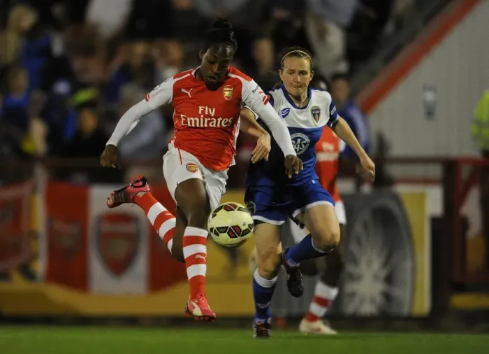 Framed Print : Danielle Carter (Arsenal) Grace McCatty (Bristol). Arsenal Ladies 2: 0 Bristol Academy Framed Print : Danielle Carter (Arsenal) Grace McCatty (Bristol). Arsenal Ladies 2: 0 Bristol Academy