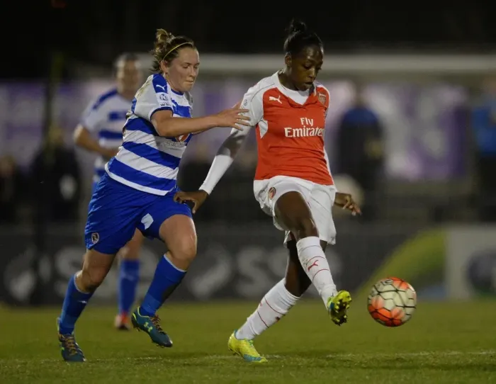 Framed Print : Danielle Carter (Arsenal) Rachel Rowe (Reading). Arsenal Ladies 3: 1 Reading FC Women Framed Print : Danielle Carter (Arsenal) Rachel Rowe (Reading). Arsenal Ladies 3: 1 Reading FC Women