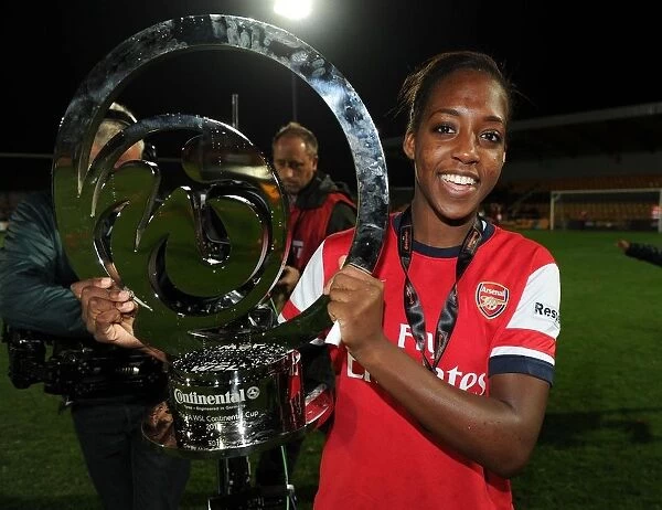 Danielle Carter Lifts the FA WSL Continental Cup with Arsenal Ladies FC after Victory over Birmingham City