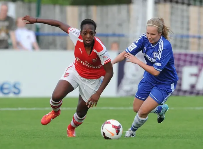 Framed Print : Danielle Carter Outruns Anne Meiwald: A Thrilling Moment from the Chelsea vs. Arsenal WSL Match Framed Print : Danielle Carter Outruns Anne Meiwald: A Thrilling Moment from the Chelsea vs. Arsenal WSL Match